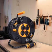 Solight prodlužovací kabel na bubnu, venkovní, 4 zásuvky, černý, 50m Náhled